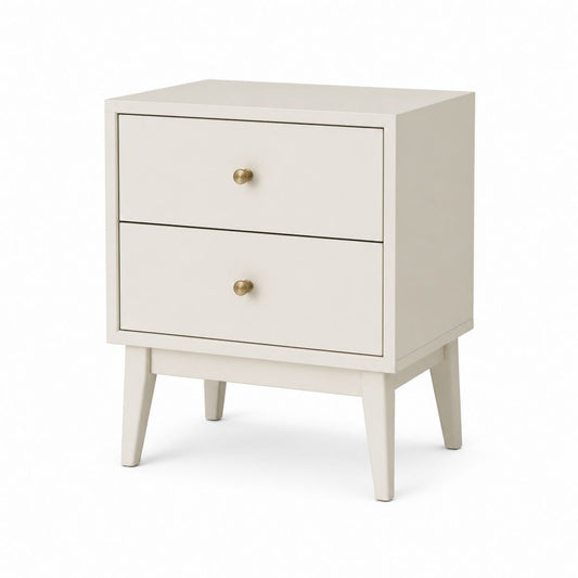Table de chevet 2 tiroirs blanc cassé en MDF rectangulaire 50 x 40 x 60 cm