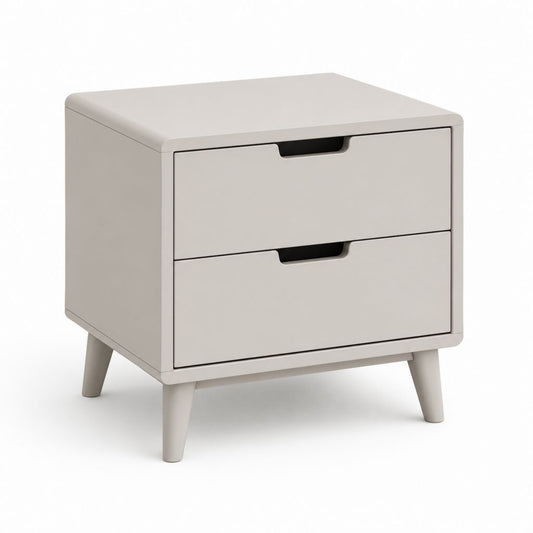 Table de chevet 2 tiroirs beige en MDF rectangulaire 45 x 35 x 55 cm