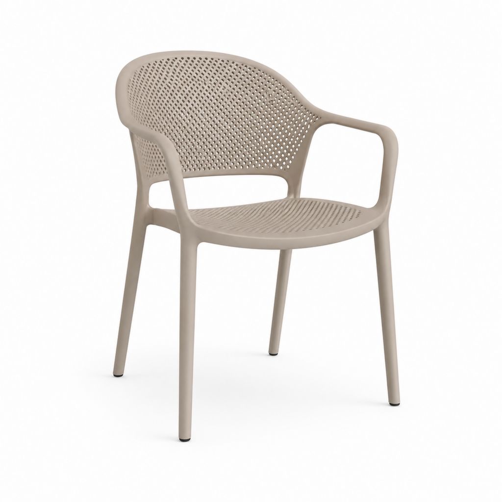 Chaise de jardin avec accoudoirs beige en polypropylène ajouré H 80 x L 58 x P 56 cm