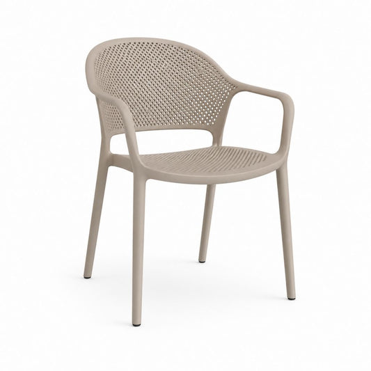 Chaise de jardin avec accoudoirs beige en polypropylène ajouré H 80 x L 58 x P 56 cm